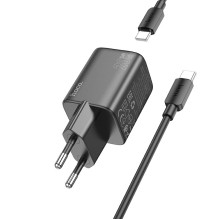 Įkroviklis Hoco N41 USB-A / USB-C PD20W+QC3.0 + USB-C to USB-C cable 1.0m juodas