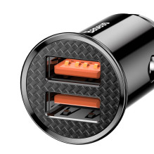 Baseus Circular 2xUSB QC3.0 5A 30W car charger (black)