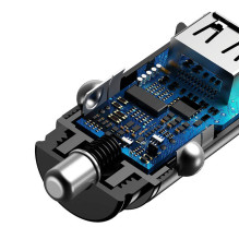 Baseus Circular 2xUSB QC3.0 5A 30W automobilinis įkroviklis (juodas)