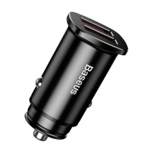 Baseus Square 2xUSB QC3.0 5A 30W automobilinis įkroviklis (juodas)