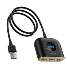 Baseus Square Round USB Adapter, HUB USB 3.0 to 1x USB 3.0 + 3x USB 2.0.1m (Black)