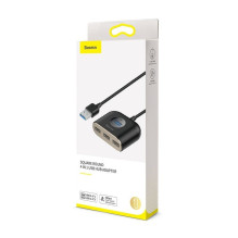 „Baseus“ kvadratinis apvalus USB adapteris, HUB USB 3.0 iki 1x USB 3.0 + 3x USB 2.0.1m (juodas)