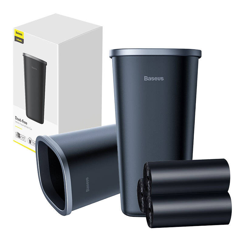 Baseus Dust-free Vehicle-mounted Trash Can（Trash Bag 3 roll / 90）Black