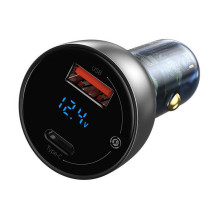 Dual Quick Charger Car Charger Baseus Particular Digital Display QC+PPS 65W (Silver)