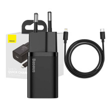 Baseus Super Si Quick Charger 1C 20W with USB-C cable for Lightning 1m (black)