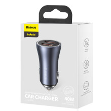 Baseus Golden Contactor Pro car charger, 2x USB, 40W (gray)