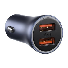 Baseus Golden Contactor Pro automobilinis įkroviklis, 2x USB, 40W (pilka) + USB į USB-C laidas 1m (juodas)