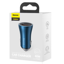 Baseus Golden Contactor Pro car charger, USB + USB-C, QC4.0+, PD, SCP, 40W (blue)