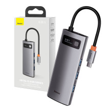 Hub 5in1 Baseus Metal Gleam Series, USB-C iki 3x USB 3.0 + HDMI + USB-C PD