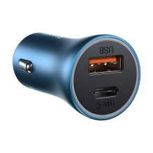 Baseus Golden Contactor Pro car charger, USB + USB-C, QC4.0+, PD, SCP, 40W (blue) + USB-C - Lightning cable 1m (blue)