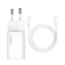 Baseus Super Si Quick Charger 1C 20W su USB-C laidu, skirtas Lightning 1m (baltas)