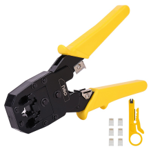 Ethernet Crimper 4 / 6 / 8P RJ45 / RJ14 / RJ12 / RJ9 Deli Tools EDL2468 (yellow)