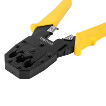 Ethernet Crimper 4 / 6 / 8P RJ45 / RJ14 / RJ12 / RJ9 Deli Tools EDL2468 (geltona)