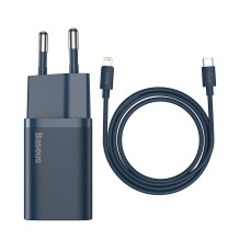 „Baseus Super Si“ greitasis įkroviklis 1C 20 W su USB-C laidu, skirtas „Lightning“ 1 m (mėlynas)