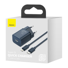 „Baseus Super Si“ greitasis įkroviklis 1C 20 W su USB-C laidu, skirtas „Lightning“ 1 m (mėlynas)