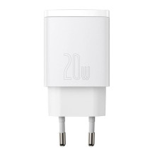 Baseus Compact Quick Charger, USB, USB-C, 20W (white)