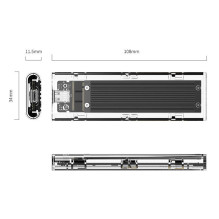 Korpusas SDD M.2 Orico, NVME, USB-C 3.1 Gen.2, 10 Gbps (juodas)