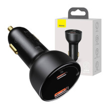 Automobilinis įkroviklis Baseus Superme, USB, USB-C, 100W (juodas)