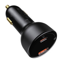 Automobilinis įkroviklis Baseus Superme, USB, USB-C, 100W (juodas)