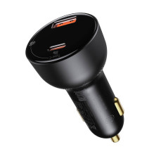 Automobilinis įkroviklis Baseus Superme, USB, USB-C, 100W + USB-C laidas (juodas)