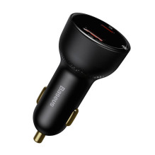 Car charger Baseus Superme, USB, USB-C, 100W + USB-C cable (black)