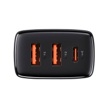 Įkroviklis Baseus kompaktiškas greitas įkroviklis, 2xUSB, USB-C, PD, 3A, 30W (Czarna)