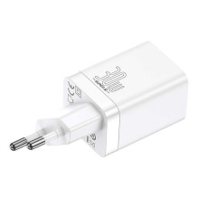 Baseus Super Si Pro greitas įkroviklis USB + USB-C 30W (balta)