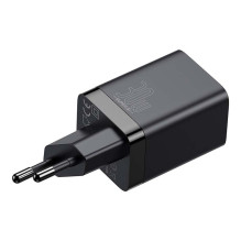 Baseus Super Si Pro greitas įkroviklis USB + USB-C 30W (juodas)