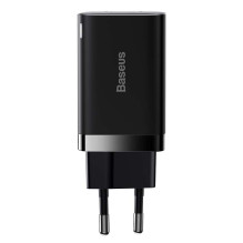 Baseus Super Si Pro greitas įkroviklis USB + USB-C 30W (juodas)