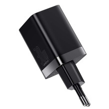 Baseus Super Si Pro greitas įkroviklis USB + USB-C 30W (juodas)