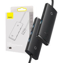 Baseus Lite Series Hub 4in1 USB to 4x USB 3.0, 25cm (Black)