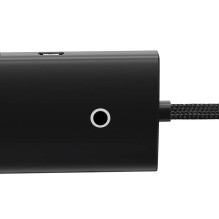 „Baseus Lite“ serijos šakotuvas 4 viename USB-C iki 4 x USB 3.0 + USB-C, 25 cm (juodas)