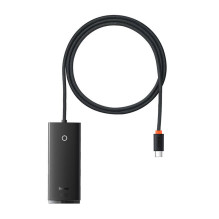 „Baseus Lite“ serijos šakotuvas 4 viename USB-C iki 4 x USB 3.0 + USB-C, 1 m (juodas)