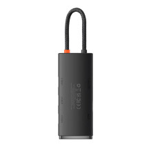 „Baseus Lite“ serijos šakotuvas 5w1 USB-C iki 3x USB 3.0 + USB-C + HDMI (juodas)