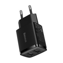 Baseus Compact Quick Charger, 2x USB, 10.5W (black)