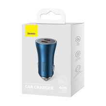 Baseus Golden Contactor Pro car charger, 2x USB-C, 40W (blue)