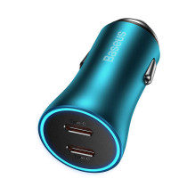 Baseus Golden Contactor Pro car charger, 2x USB-C, 40W (blue)