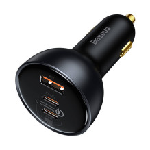 Automobilinis įkroviklis Baseus Qualcomm, USB, 2x USB-C, 160 W (pilka)