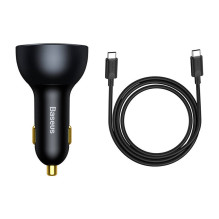 Automobilinis įkroviklis Baseus Qualcomm, USB, 2x USB-C, 160 W (pilka)