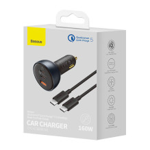 Automobilinis įkroviklis Baseus Qualcomm, USB, 2x USB-C, 160 W (pilka)