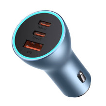 Car charger Baseus Golden Contactor Pro, 2x USB-C, 1x USB, 65W (blue)