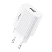 Network charger VFAN E01, 1x USB, 2.4A + Lightning cable (white)