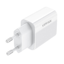 Tinklo įkroviklis VFAN E01, 1x USB, 2.4A + Lightning laidas (baltas)