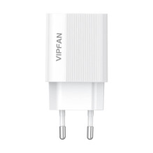 Network charger VFAN E01, 1x USB, 2.4A + Lightning cable (white)