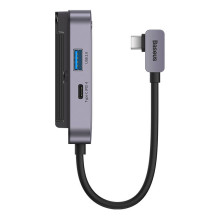 Hub 6in1 Baseus PadJoy Series USB-C į USB 3.0 + HDMI + USB-C PD + lizdas 3,5 mm + SD / TF (pilka)