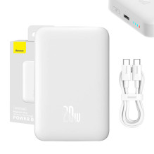 Powerbank Baseus Magnetic, 10000mAh, USB-C 20W, MagSafe (balta)