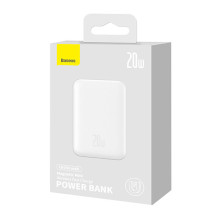 Powerbank Baseus Magnetic, 10000mAh, USB-C 20W, MagSafe (balta)