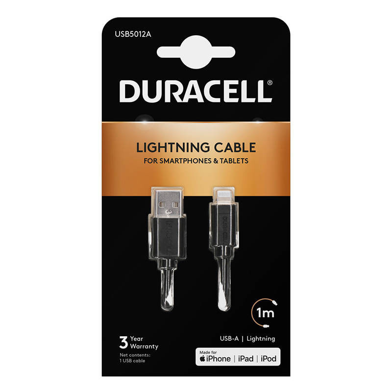 Cable USB to Lightning Duracell 1m (black)