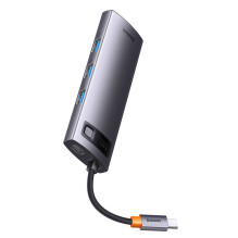 Hub 6in1 Baseus StarJoy Series, USB-C iki 3x USB 3.0 + HDMI + USB-C PD + RJ45