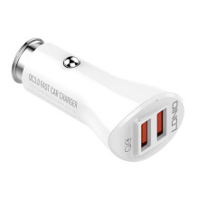 LDNIO C511Q 2USB Automobilinis pakrovėjas + Lightning laidas